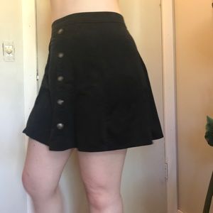 Faux suede a-line circle skirt with buttons